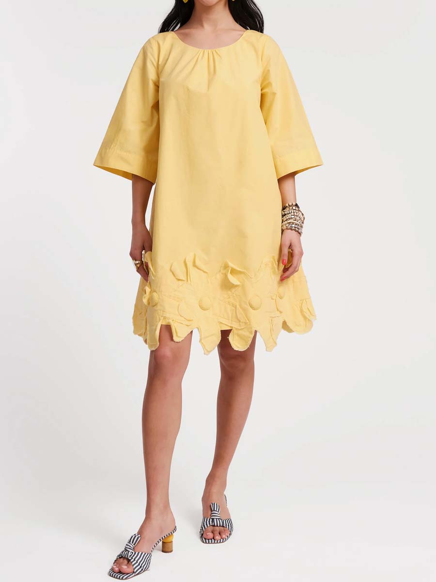 3/4 Bell Sleeve Flower Dress