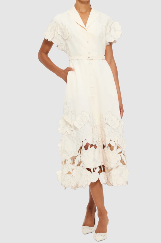 Applique Shirt Midi Dress
