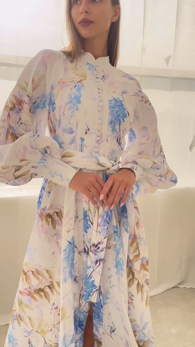 Jasmin Midi Print Linen Dress