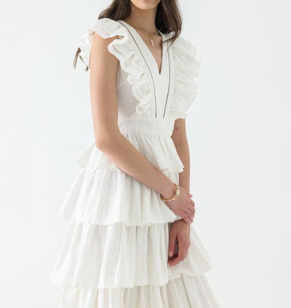 White Tiered Maxi Dress