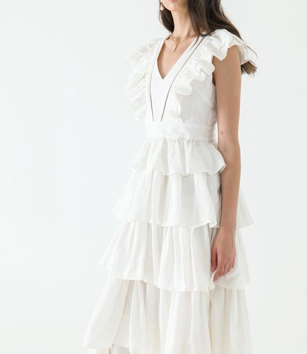 White Tiered Maxi Dress