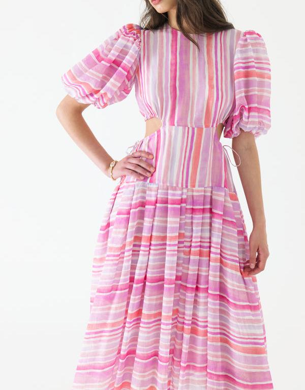 Puff Sleeve Midi Dress