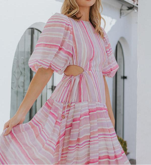 Puff Sleeve Midi Dress