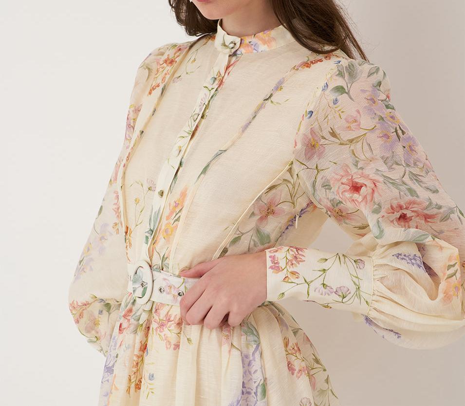 Primrose Silk Collar Maxi Dress
