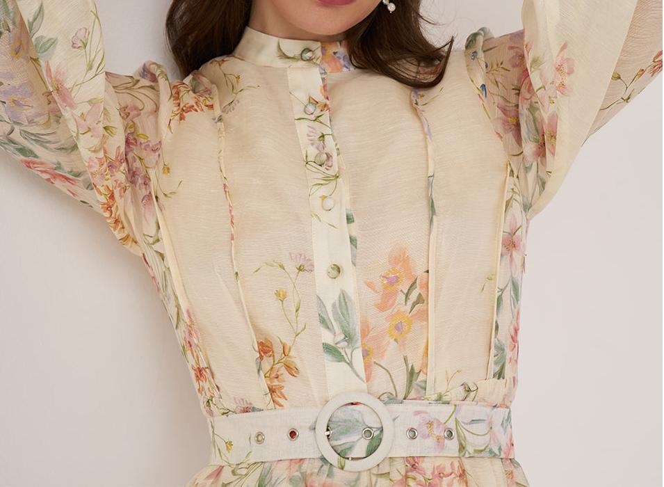 Primrose Silk Collar Maxi Dress