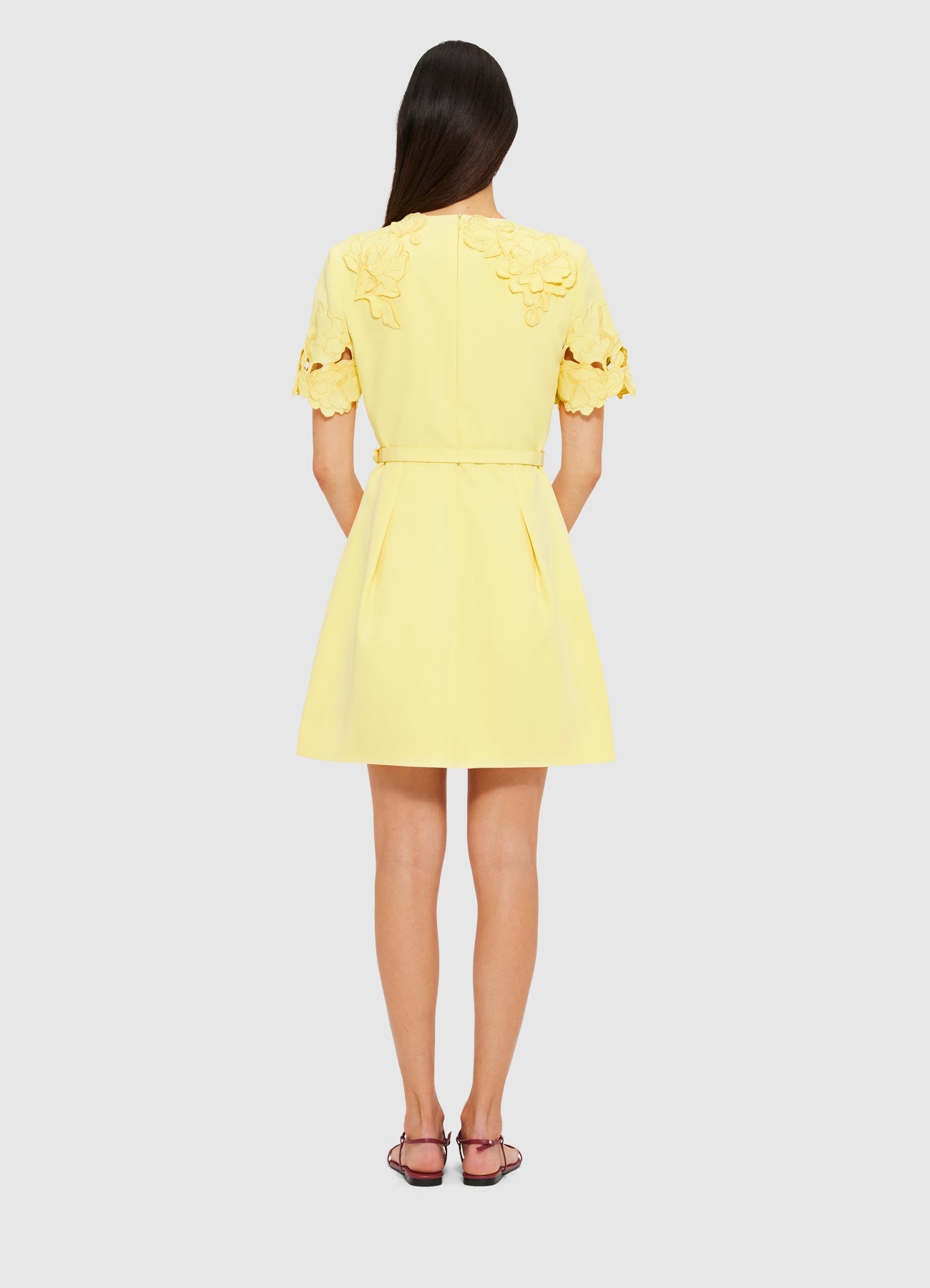 Appliqué Short Sleeve Mini Dress - Sorbet Yellow