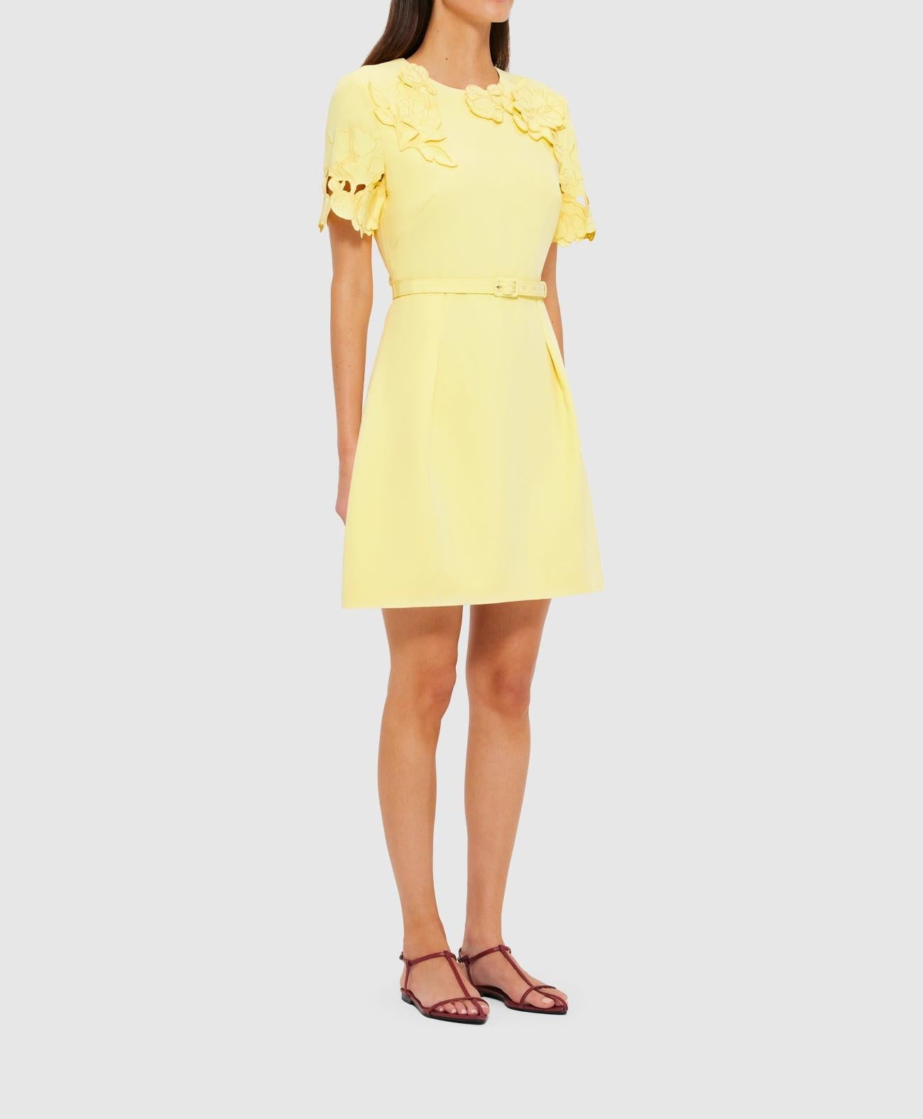 Appliqué Short Sleeve Mini Dress - Sorbet Yellow