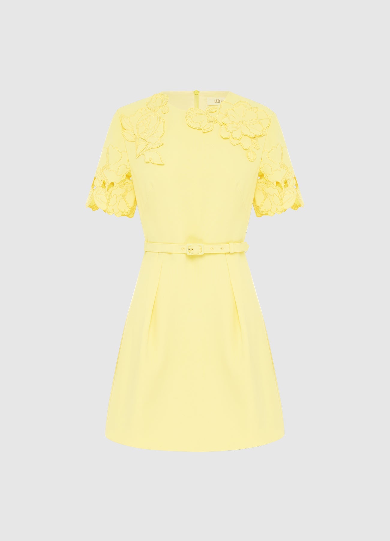 Appliqué Short Sleeve Mini Dress - Sorbet Yellow