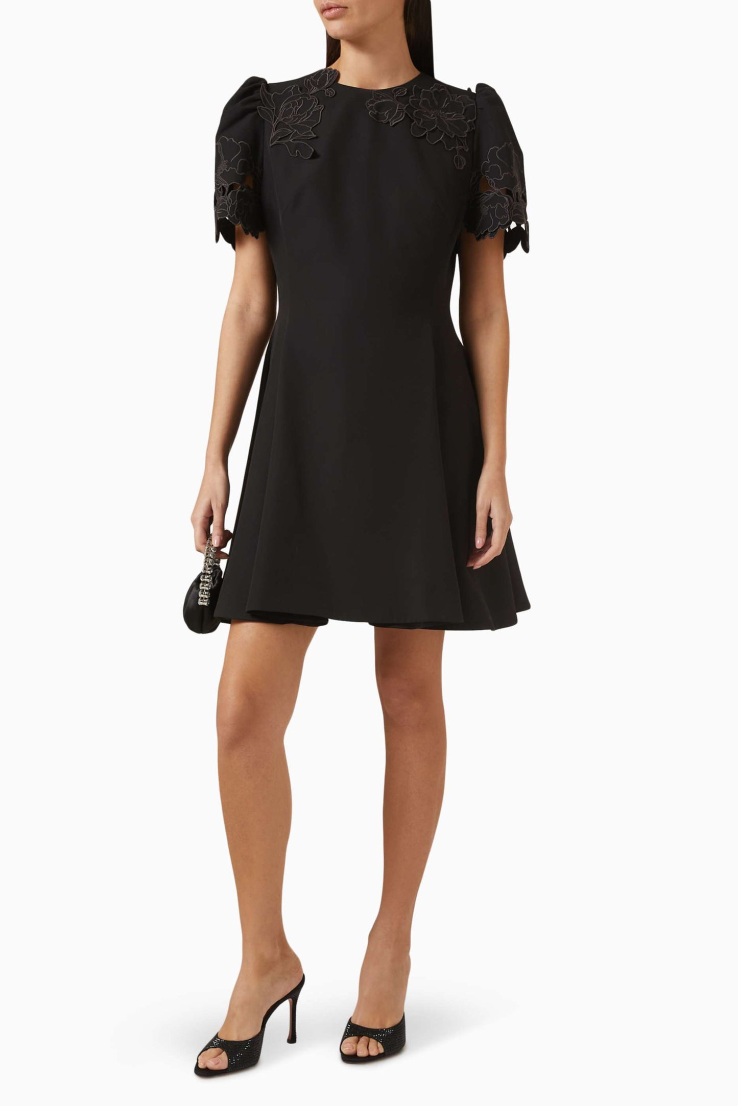 Appliqué Short Sleeve Mini Dress - Sorbet Yellow