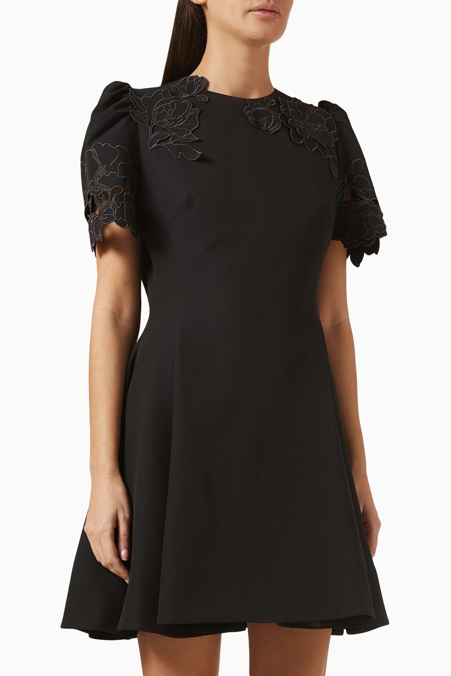 Appliqué Short Sleeve Mini Dress - Sorbet Yellow