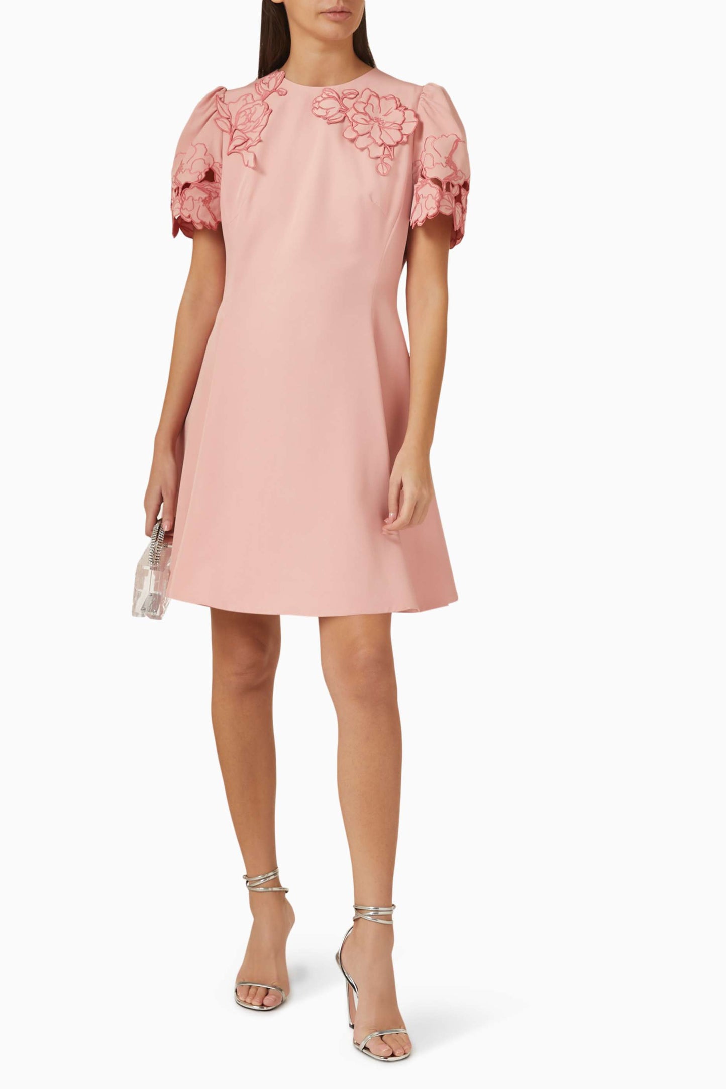 Appliqué Short Sleeve Mini Dress - Sorbet Yellow