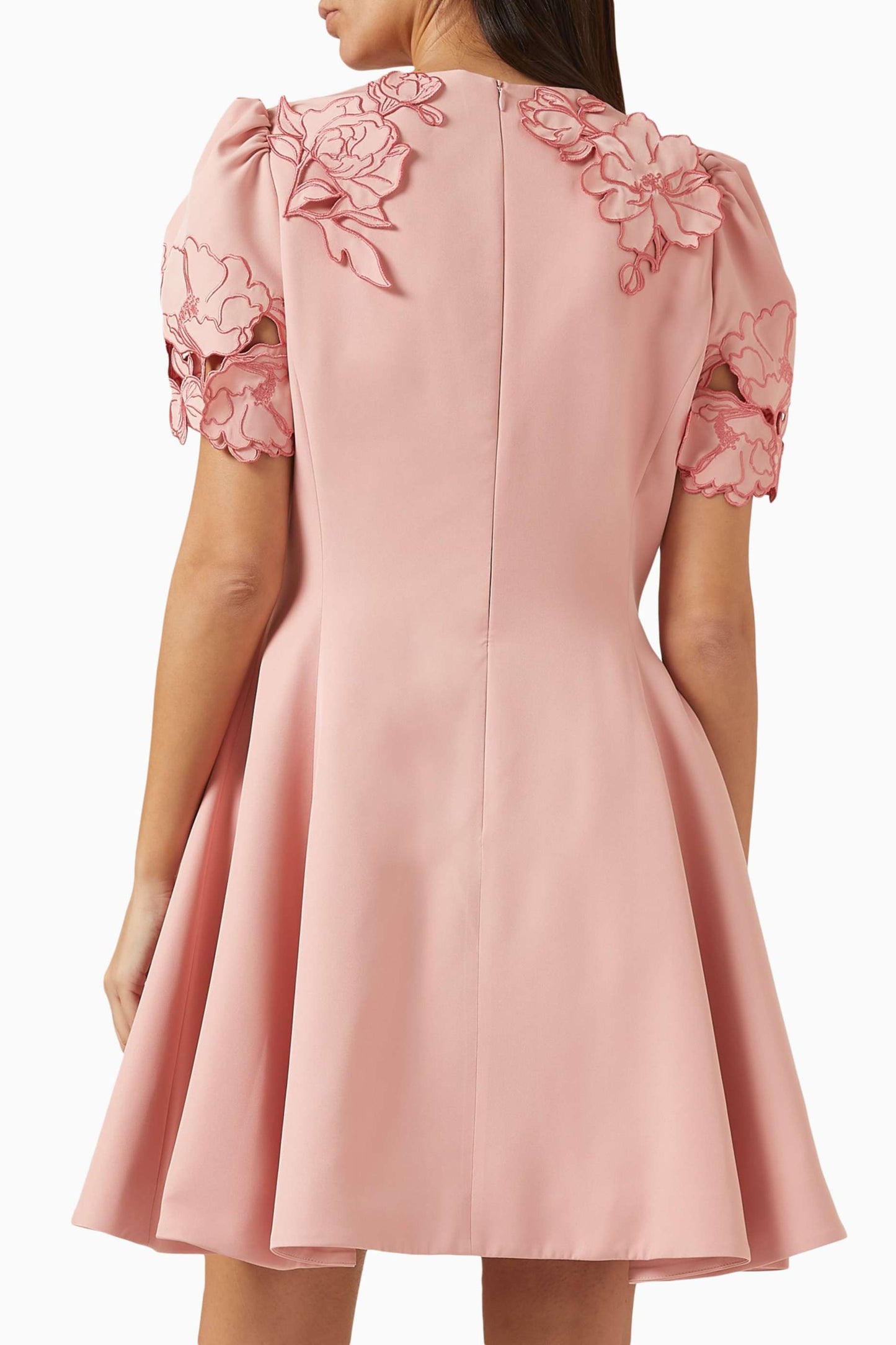 Appliqué Short Sleeve Mini Dress - Sorbet Yellow