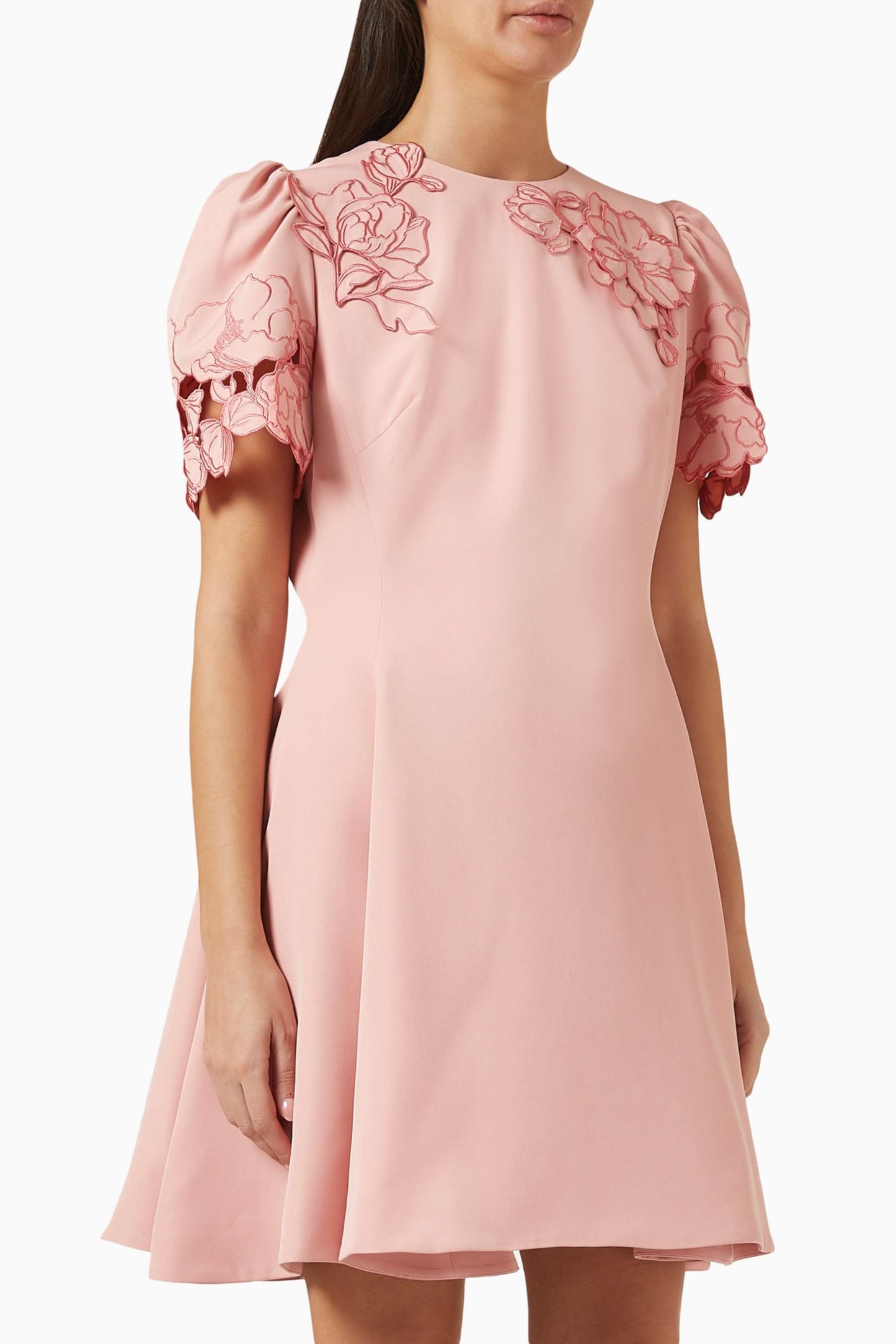 Appliqué Short Sleeve Mini Dress - Sorbet Yellow