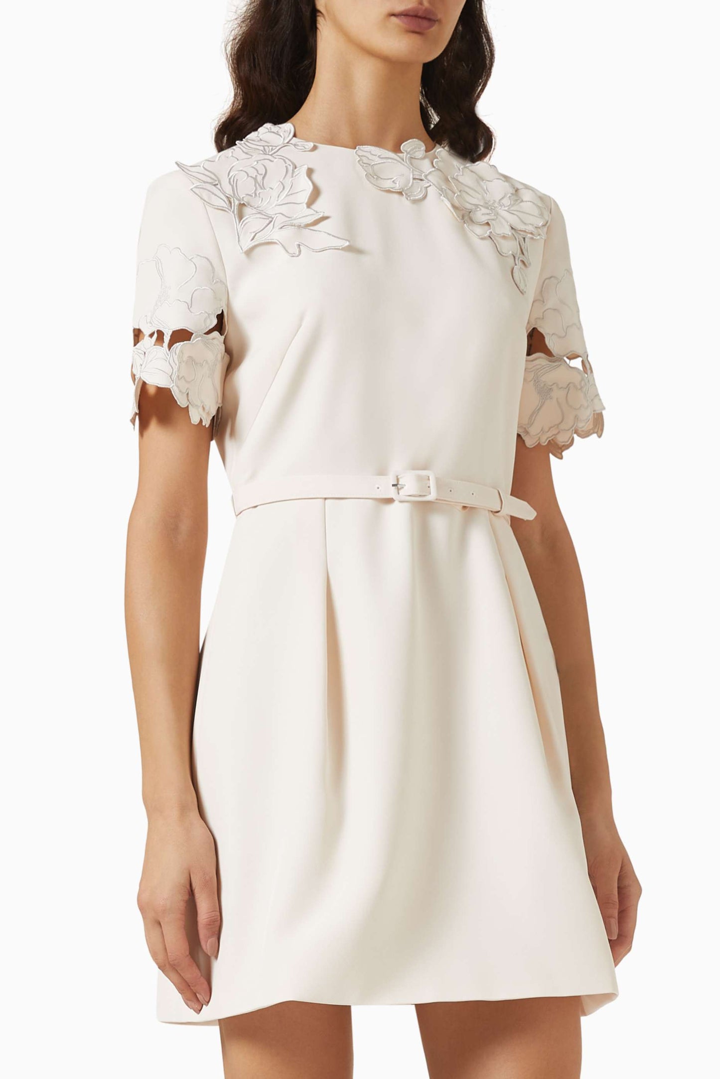 Appliqué Short Sleeve Mini Dress - Sorbet Yellow