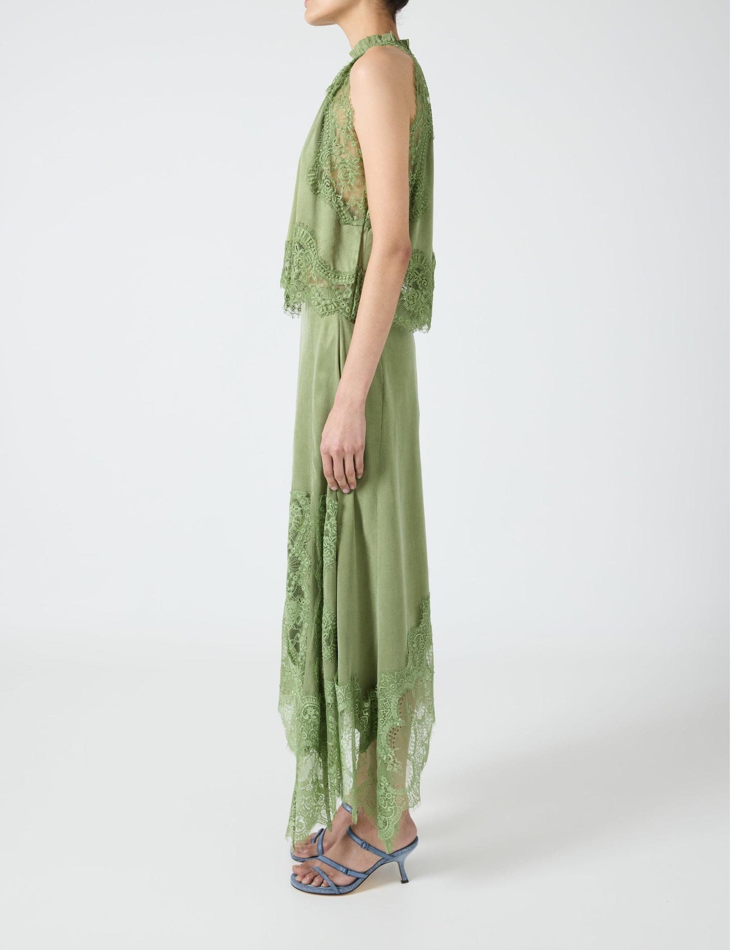 VISIONS LACE TOP AND HANKERCHIEF SKIRT