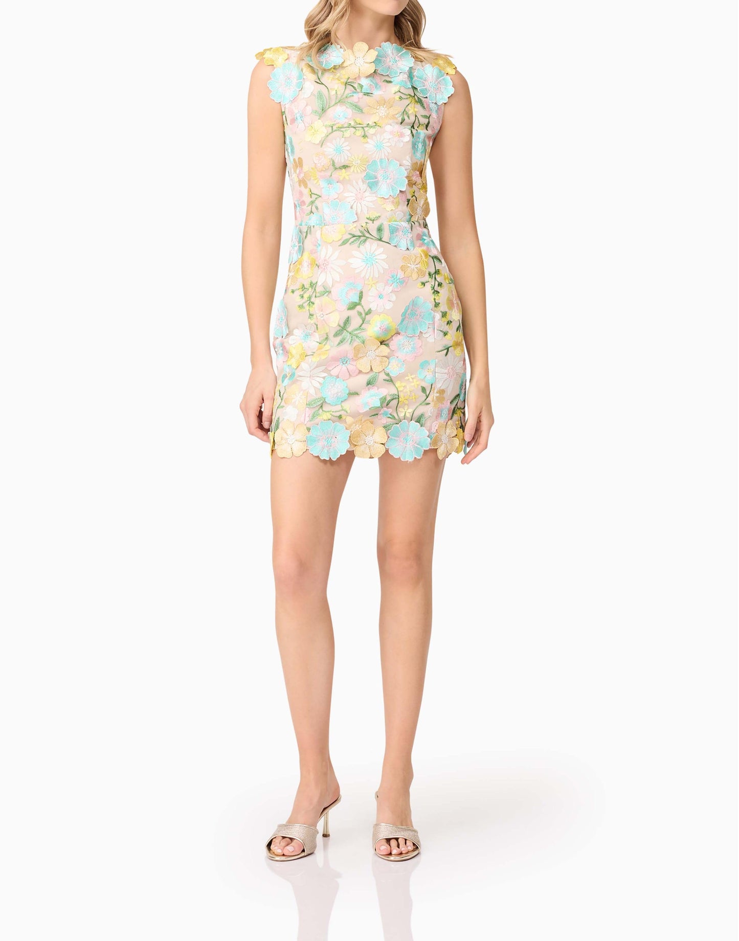 3D Mini Dress In Floral | Embroidered Details