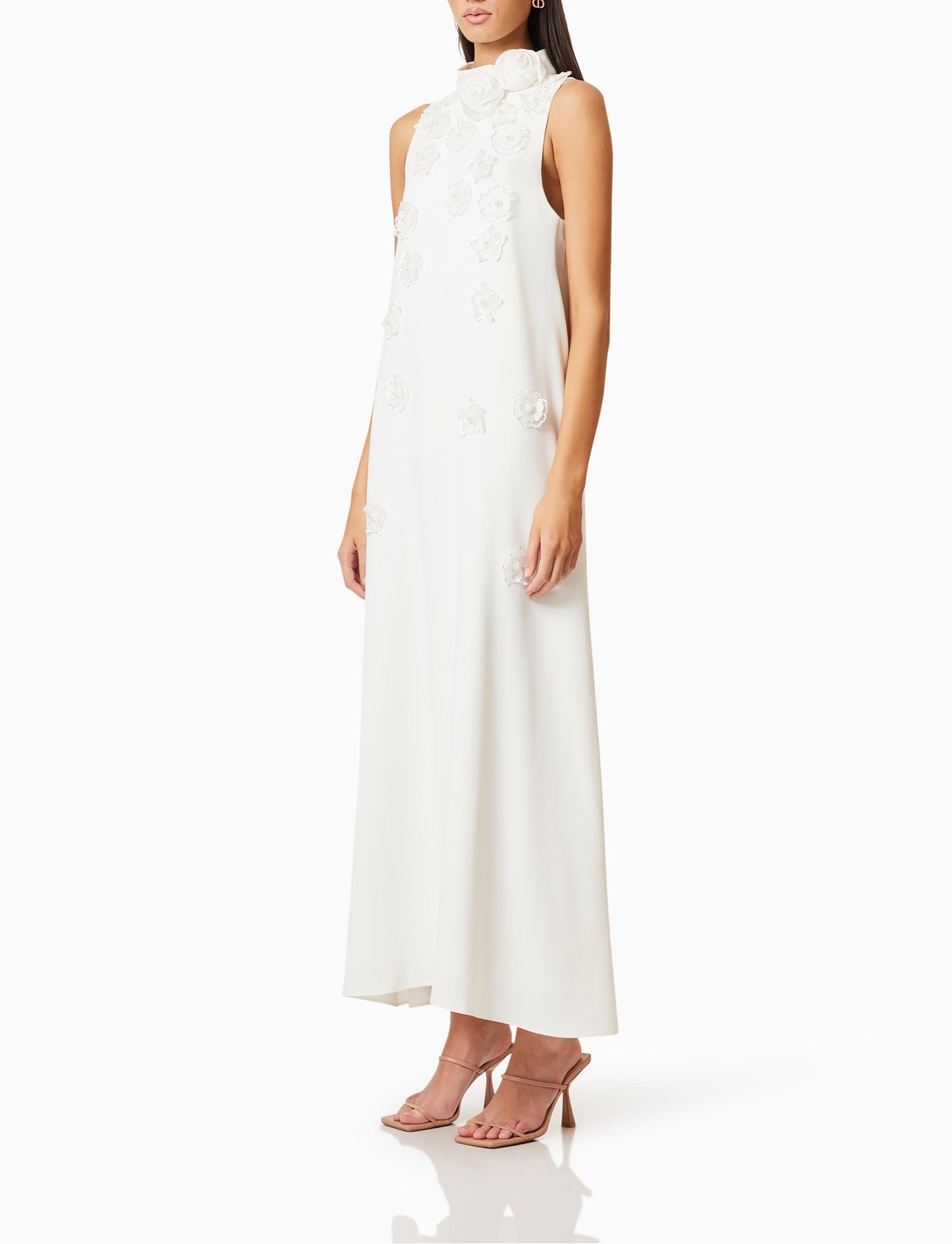3D Maxi Dress In White