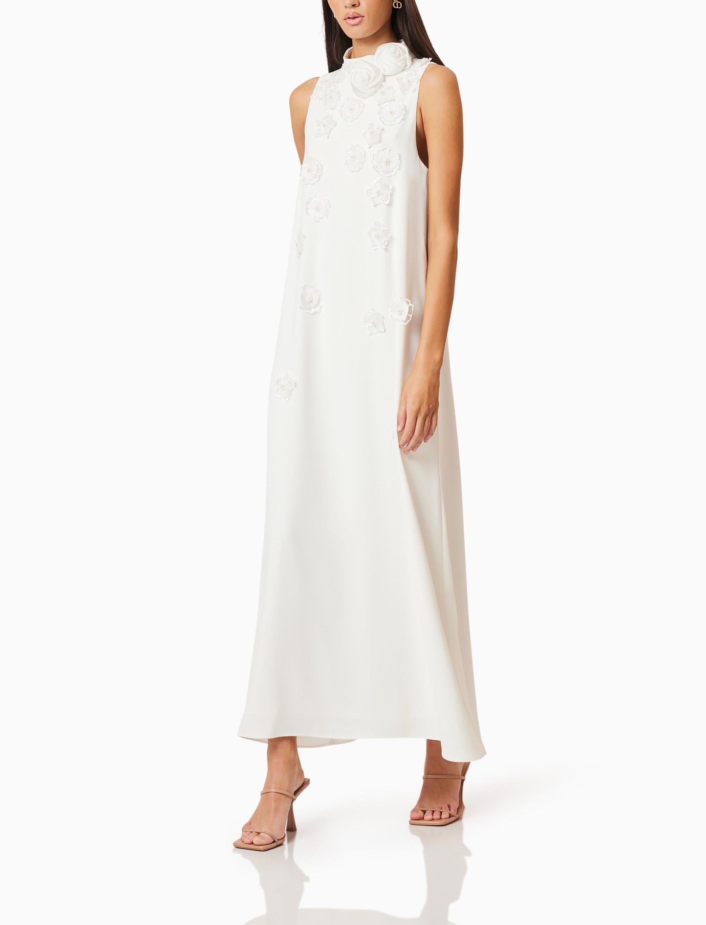 3D Maxi Dress In White