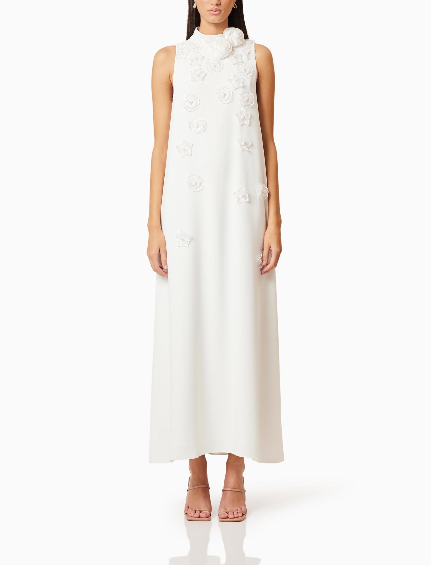 3D Maxi Dress In White
