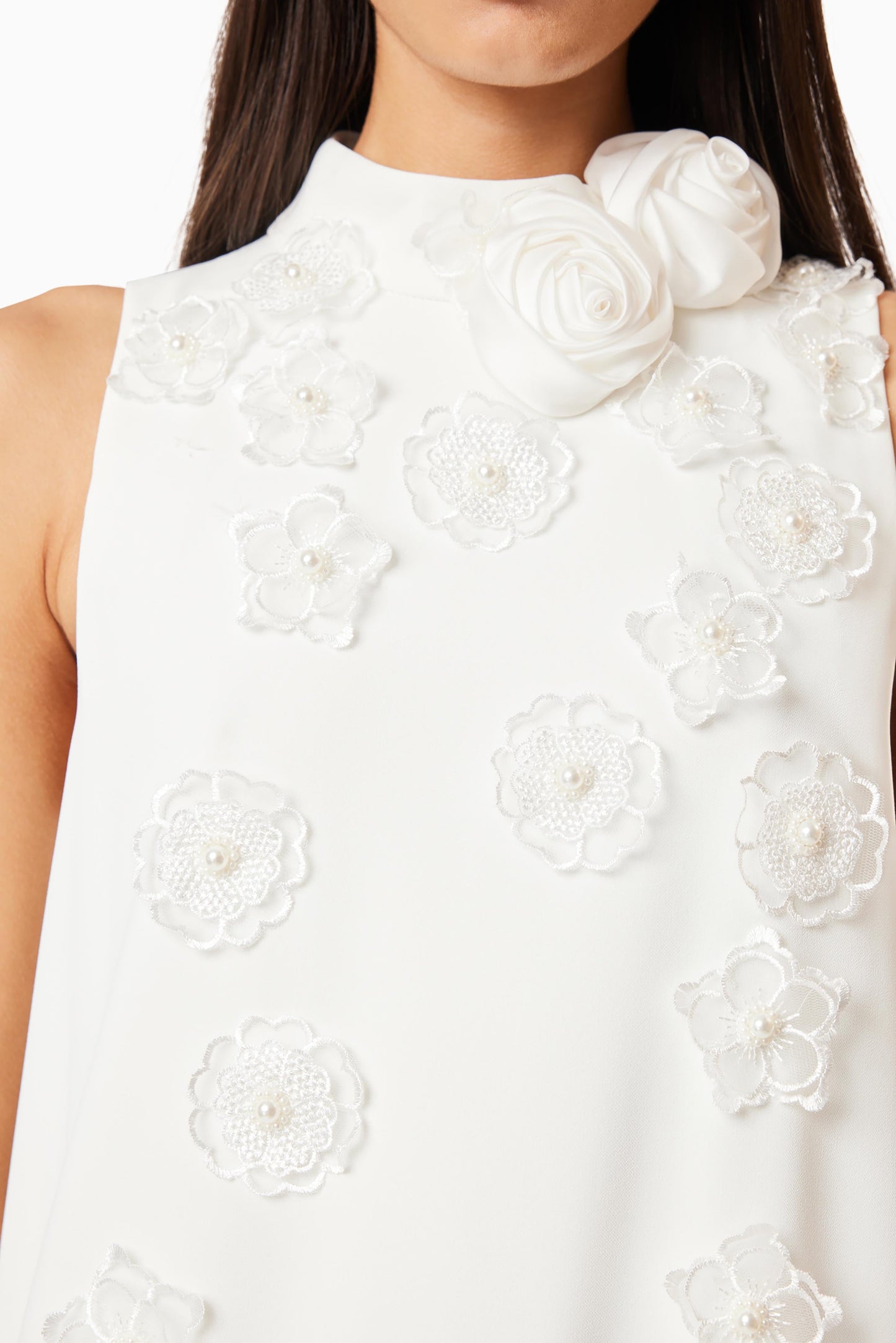 3D Maxi Dress In White