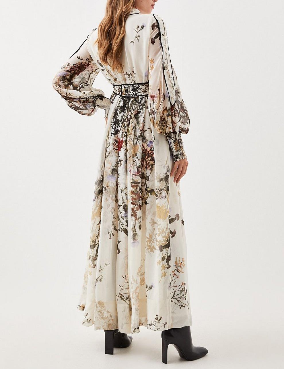Viscose Floral Border Print Woven Maxi Dress