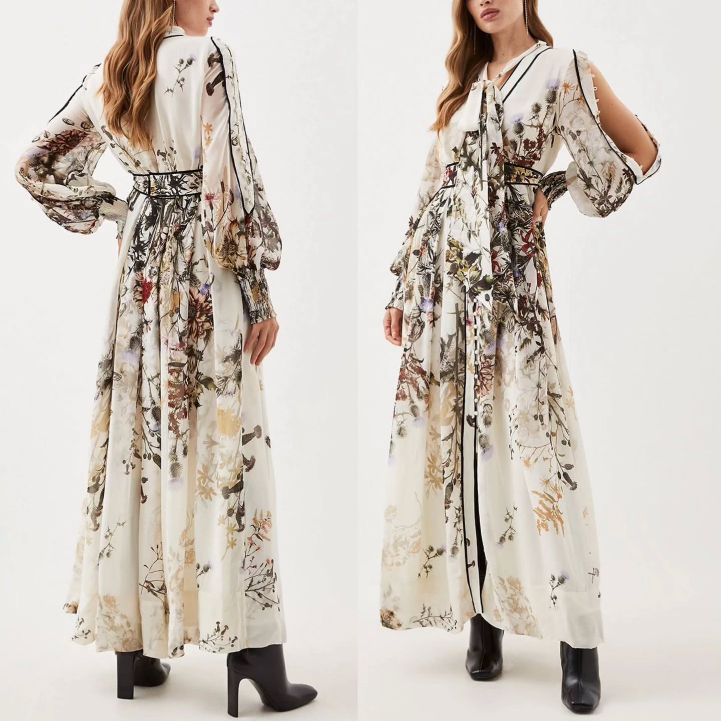 Viscose Floral Border Print Woven Maxi Dress
