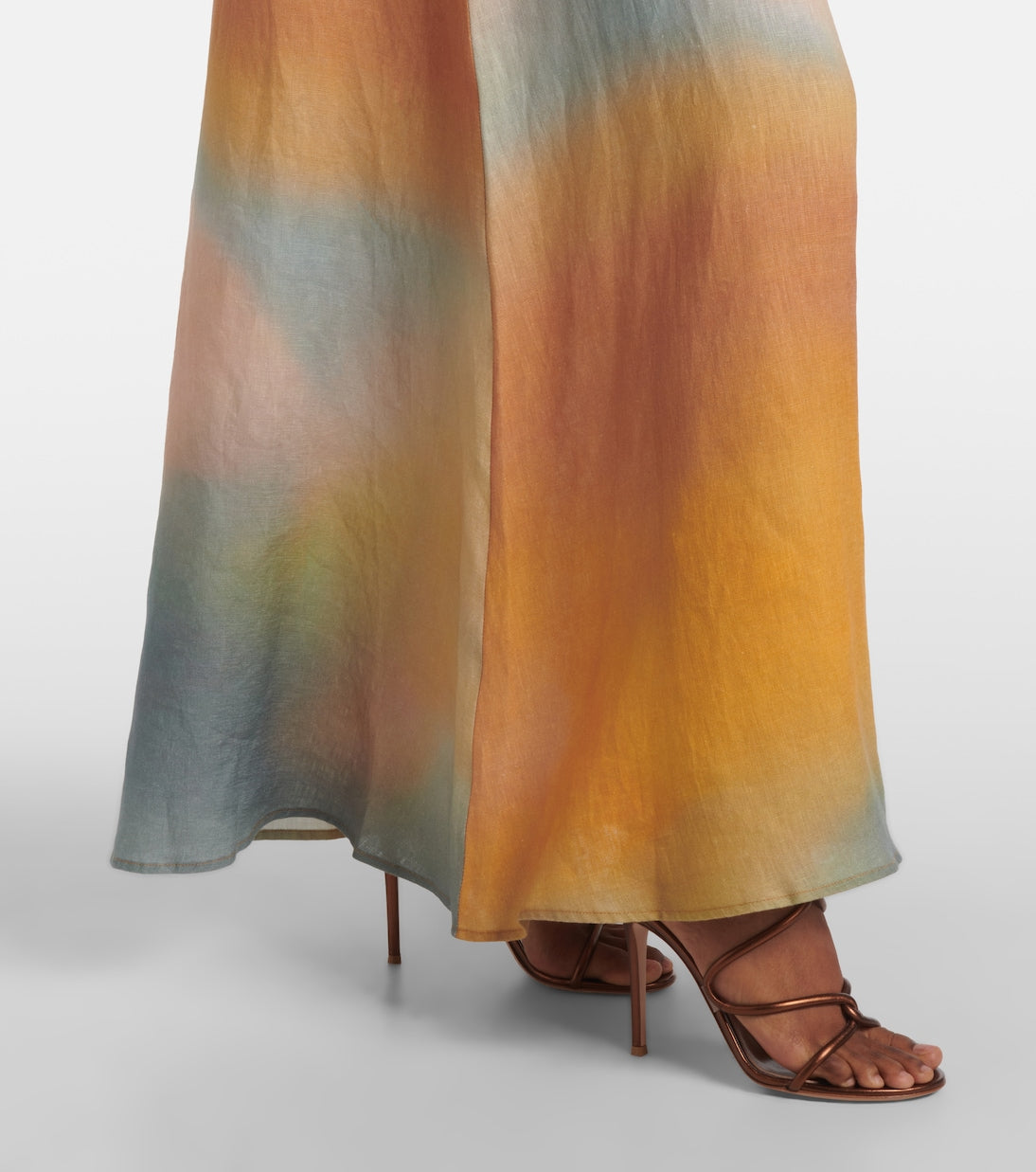 Bead-Embellished Linen Maxi Dress