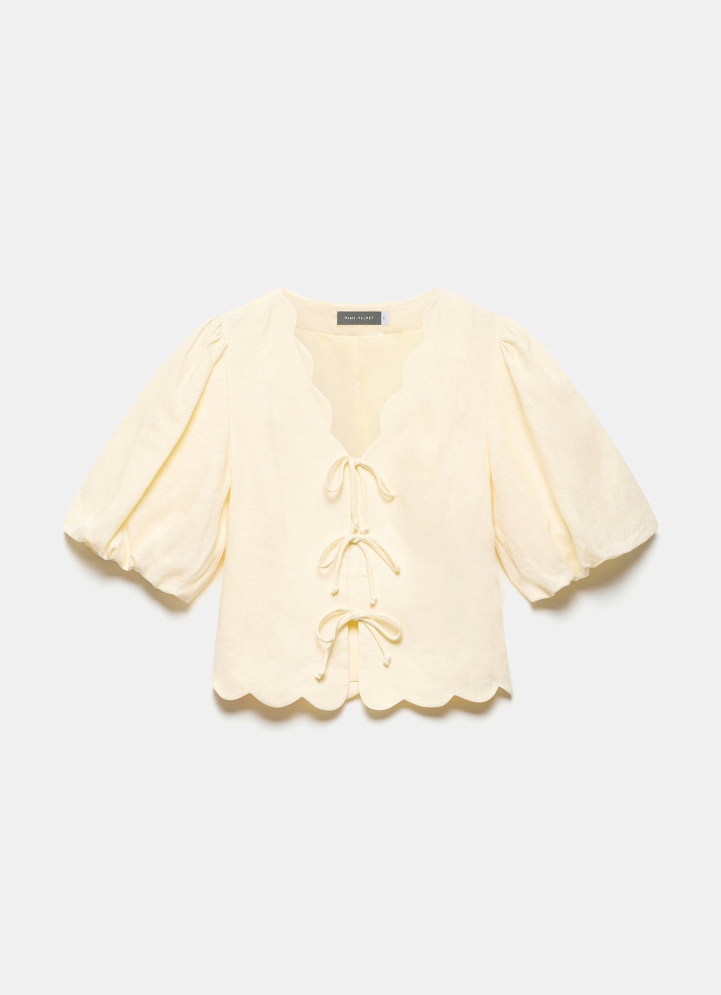 Yellow Linen Scallop Skirt Suit