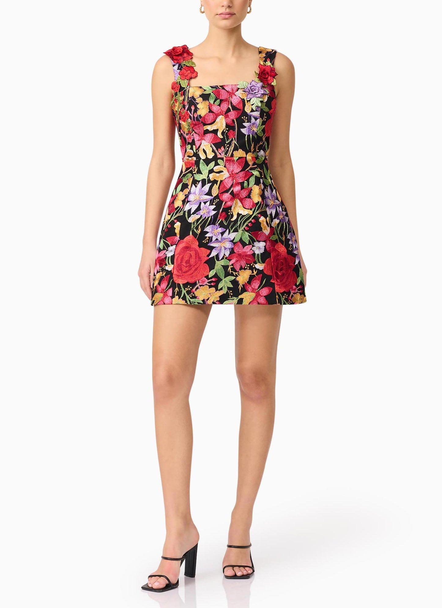 Mini Dress In Black Floral