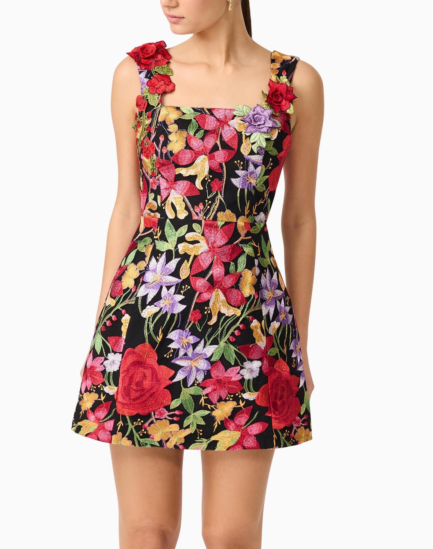 Mini Dress In Black Floral