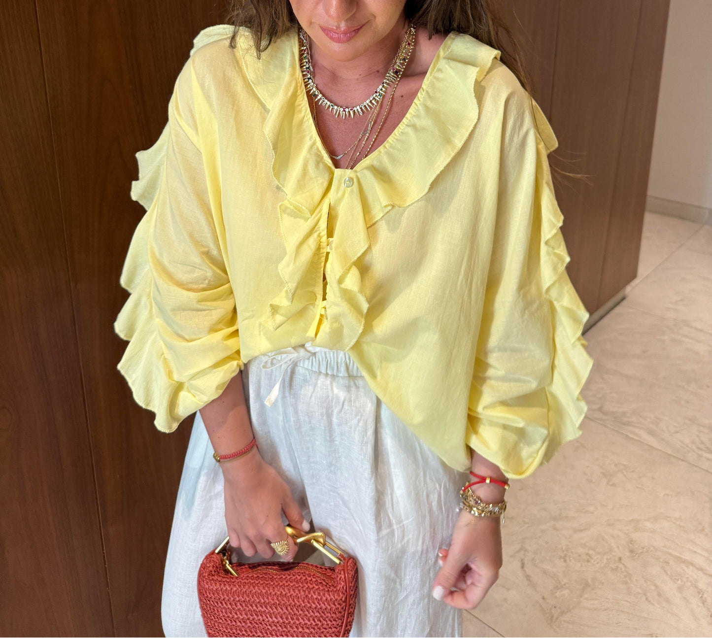 Ruffled Loose Tie Top