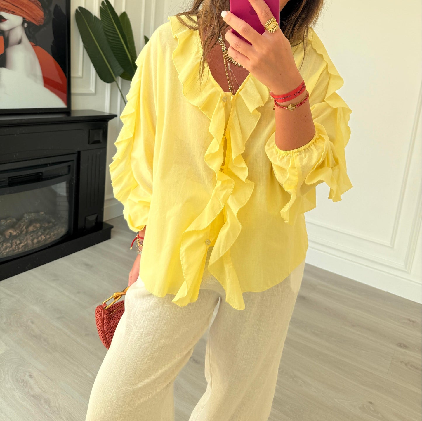Ruffled Loose Tie Top