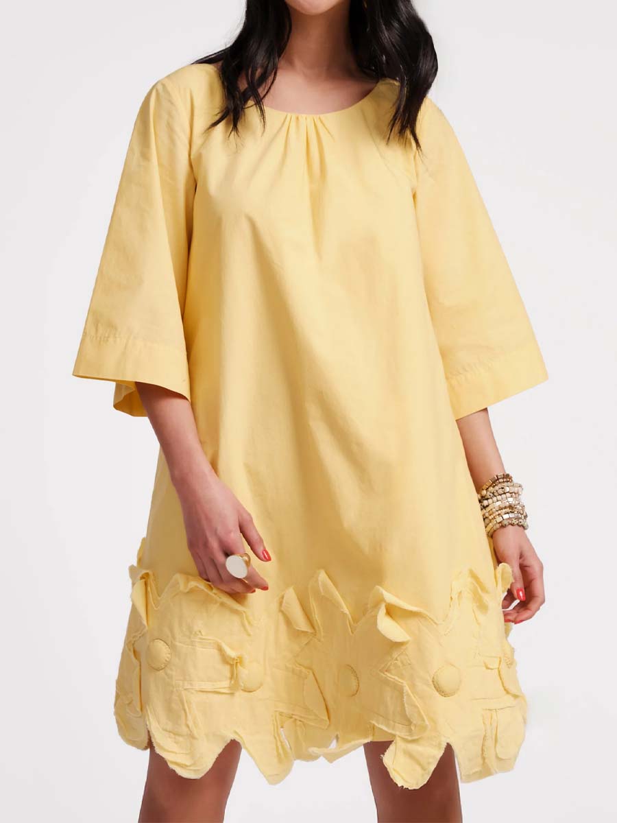 3/4 Bell Sleeve Flower Dress