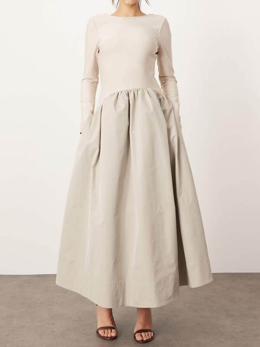 Drop Waist Long Sleeve Maxi Dress
