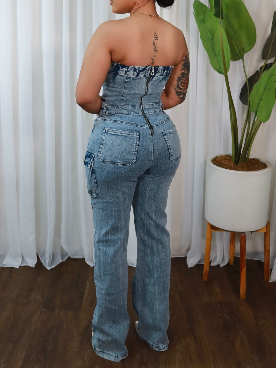 Denim Cutout Jumpsuit