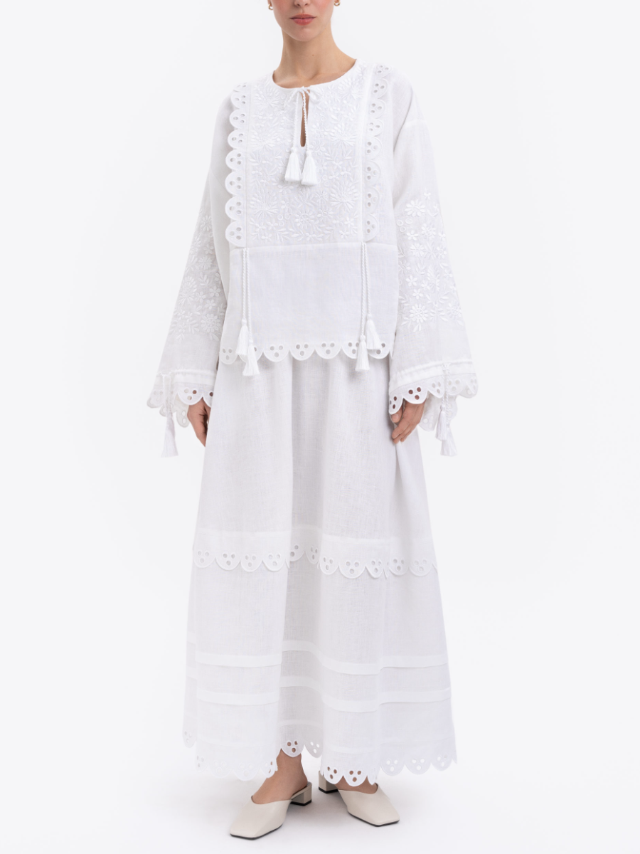 Embroidered Lace Skirt Suit