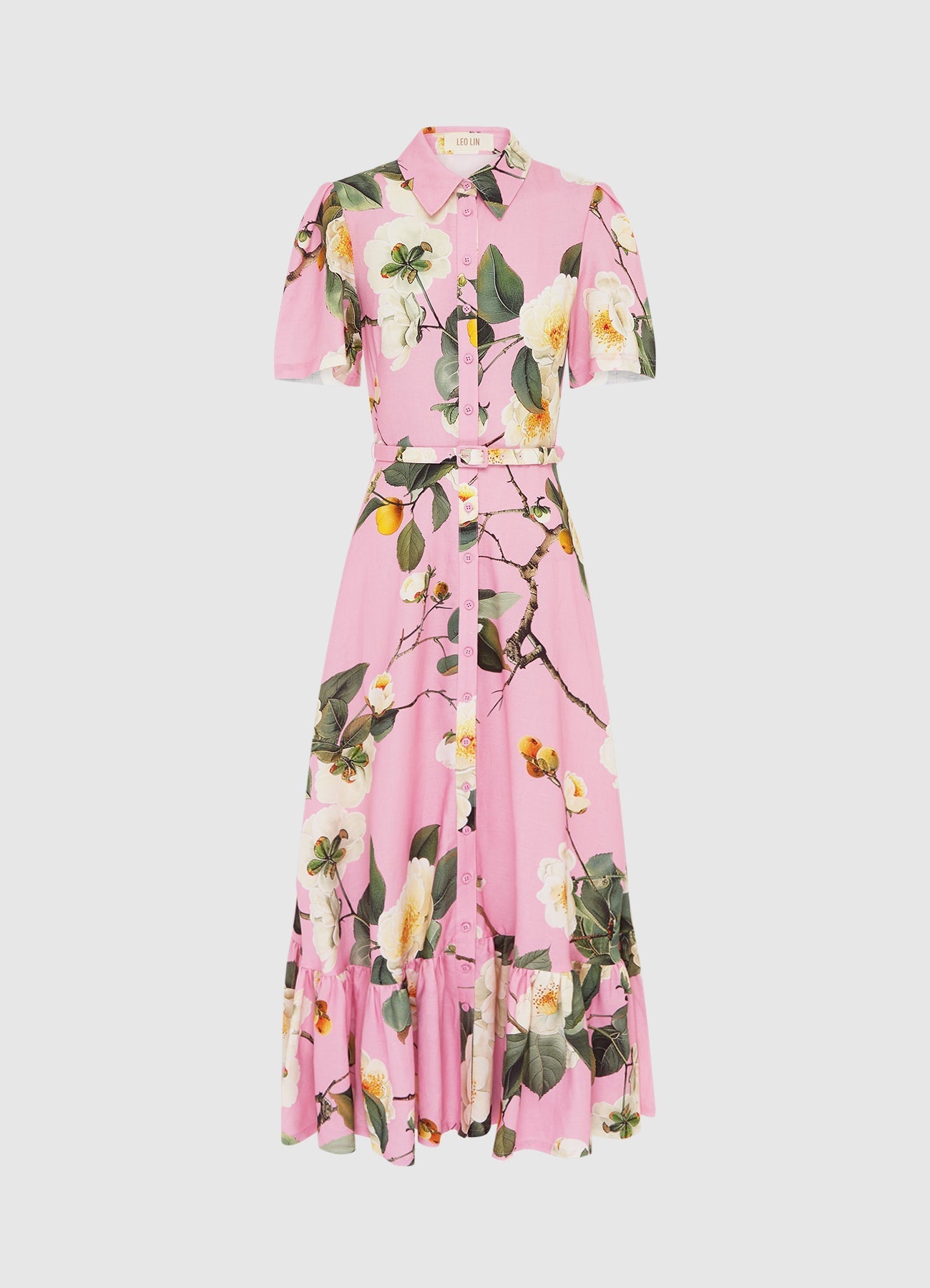 Butterfly Sleeve Midi Dress - Camelia Print