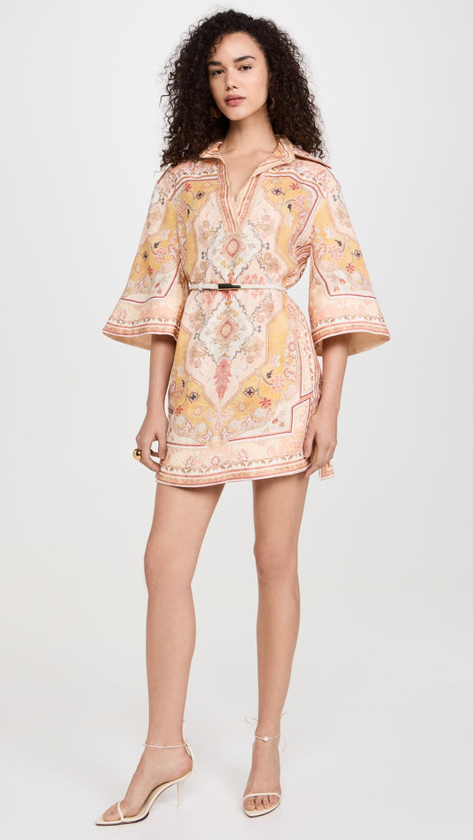Yellow Printed Linen Tunic