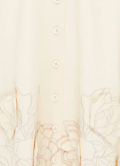 Cream Pink Shirt Midi Dress