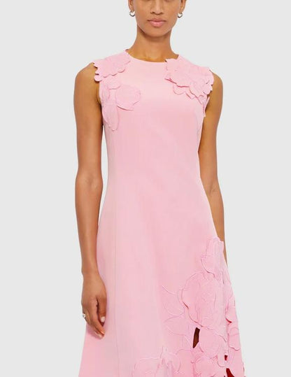 Pink Cream Sleeveless Midi Dress
