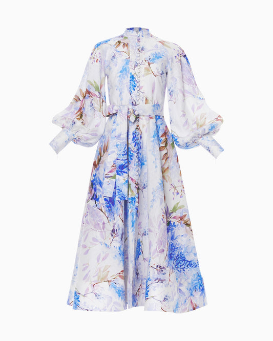 Jasmin Midi Print Linen Dress