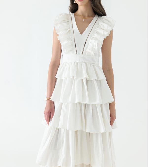 White Tiered Maxi Dress