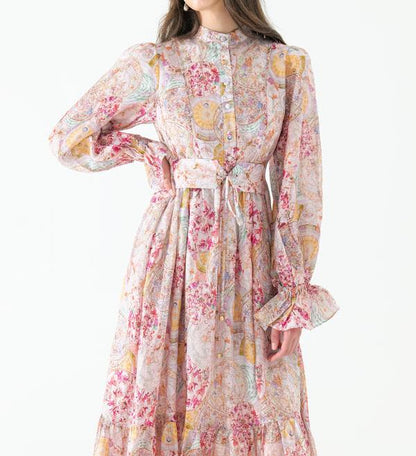 Silk Belt Maxi Dress