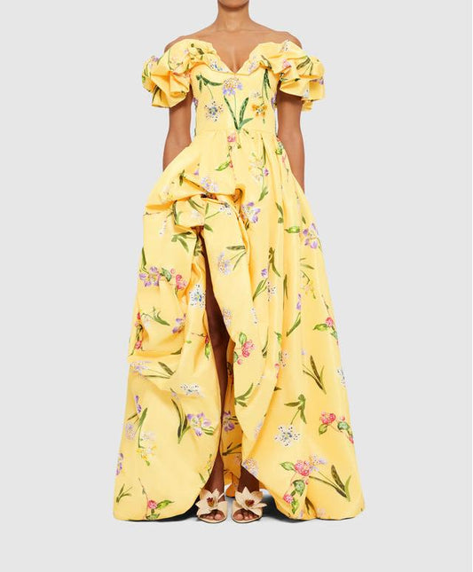 Voluminous Gown - Wild Flower In Sorbet