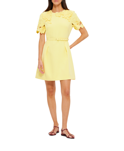 Appliqué Short Sleeve Mini Dress - Sorbet Yellow