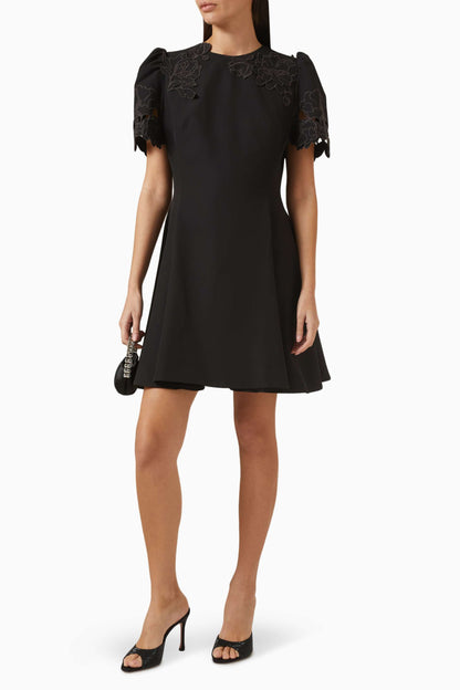 Appliqué Short Sleeve Mini Dress - Sorbet Yellow
