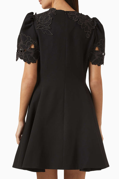 Appliqué Short Sleeve Mini Dress - Sorbet Yellow