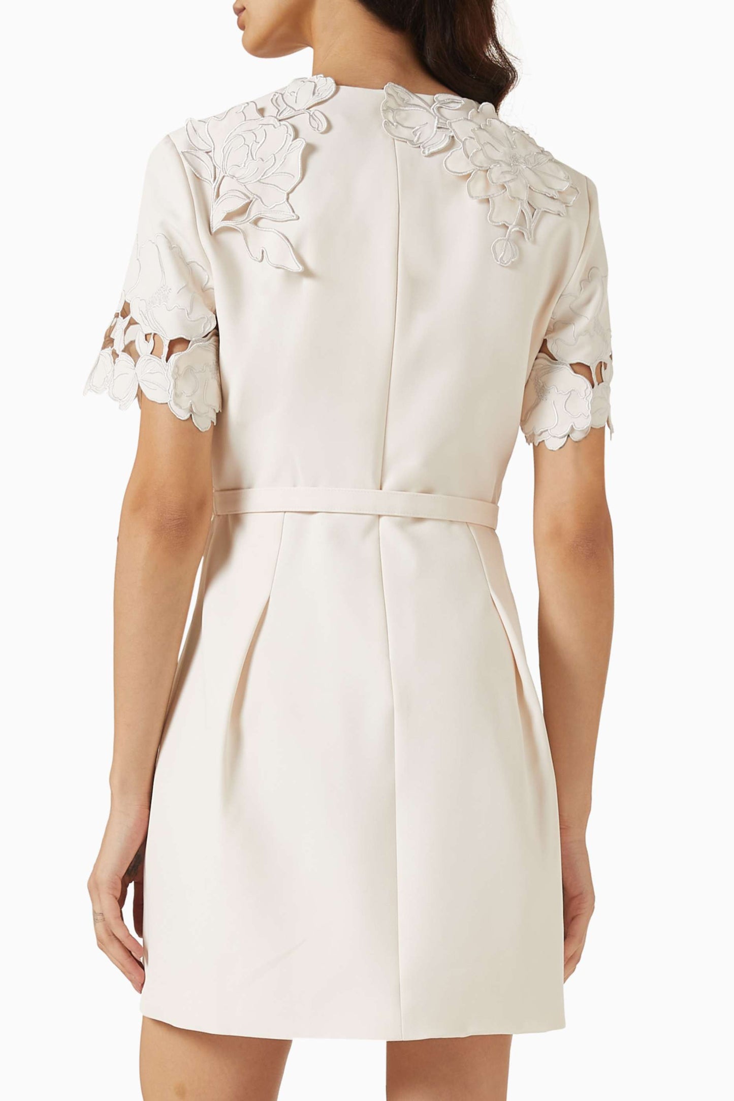 Appliqué Short Sleeve Mini Dress - Sorbet Yellow