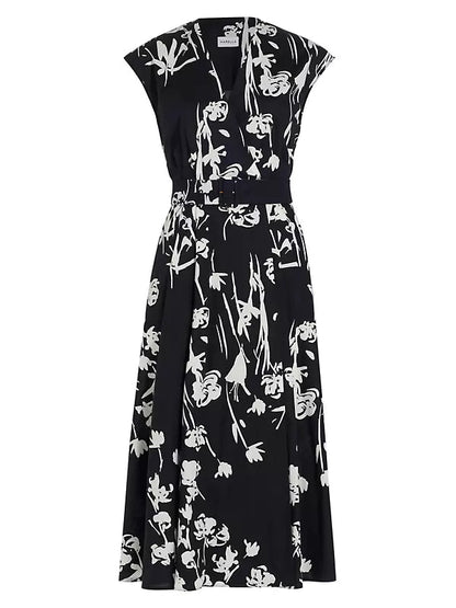 Women's Silky Knit And Dot Pattern Full Dress
