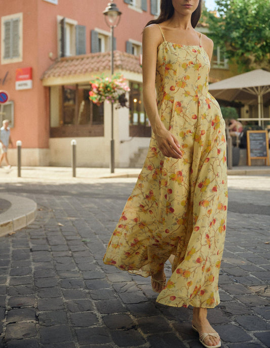 Yellow Maxi Dress In Cotton